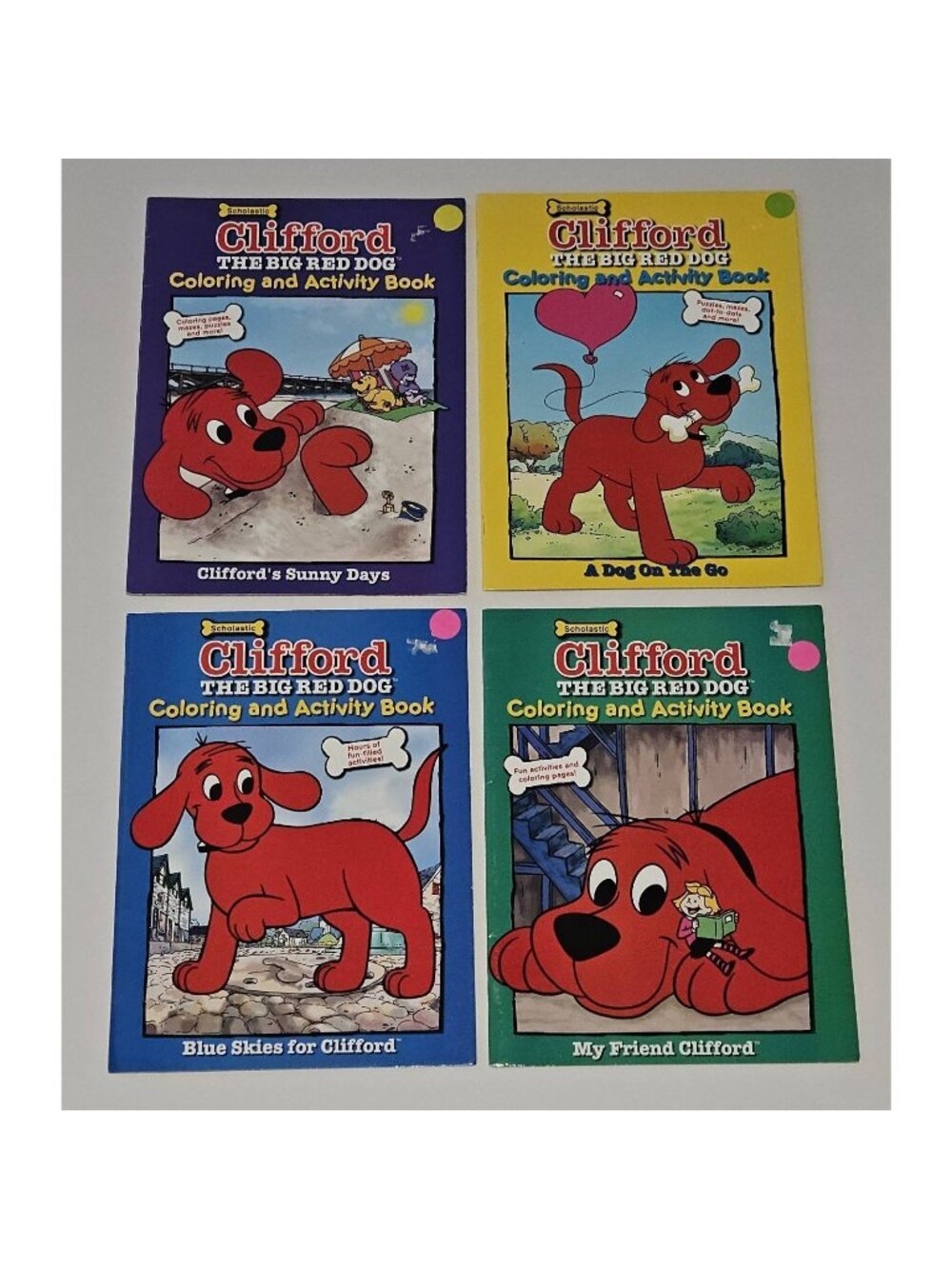 4 VTG Clifford Coloring Activity Book Lot On Go My Friend Blue Skies NEVER USED